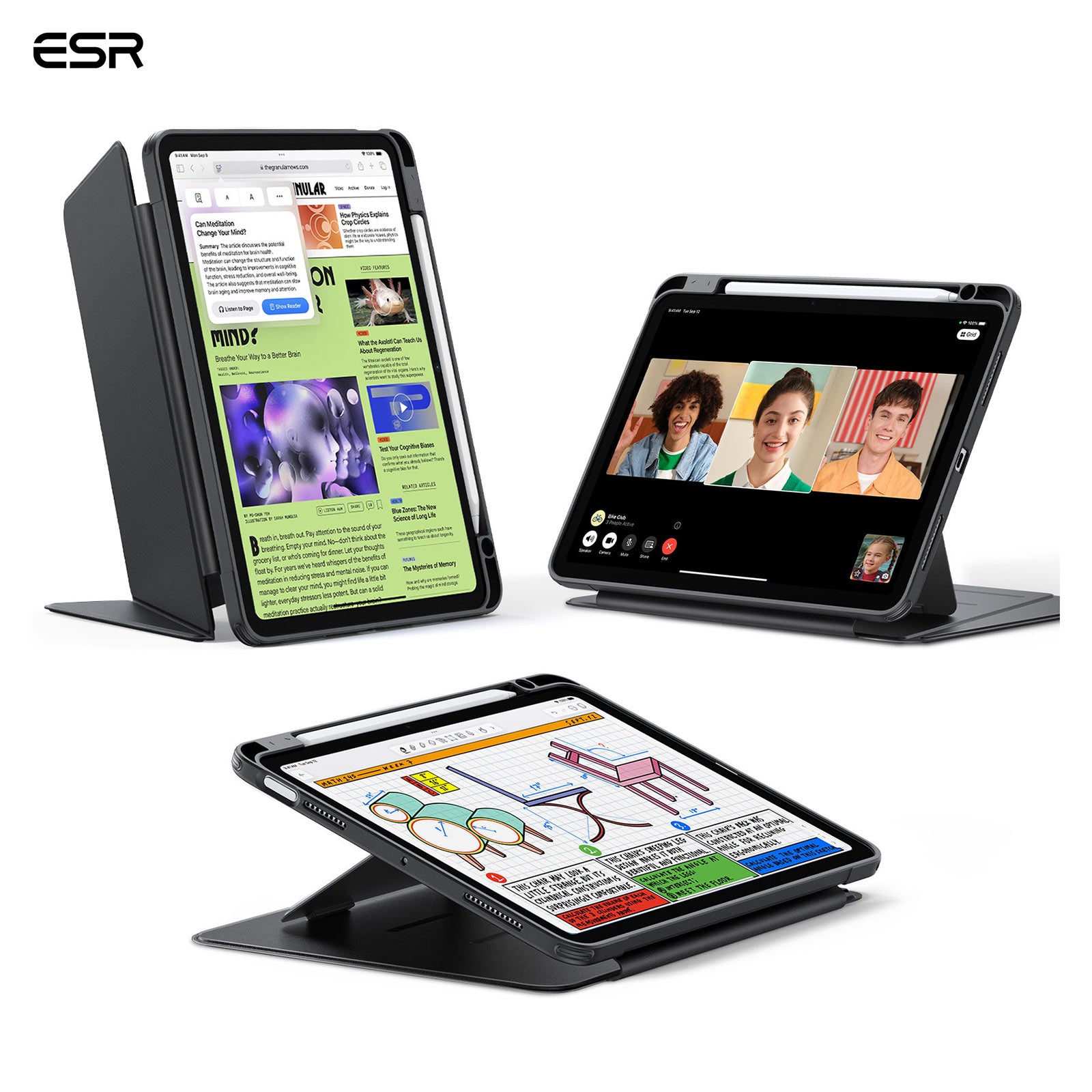ESR Flip Hybrid Case with Pencil Holder for iPad Air 11