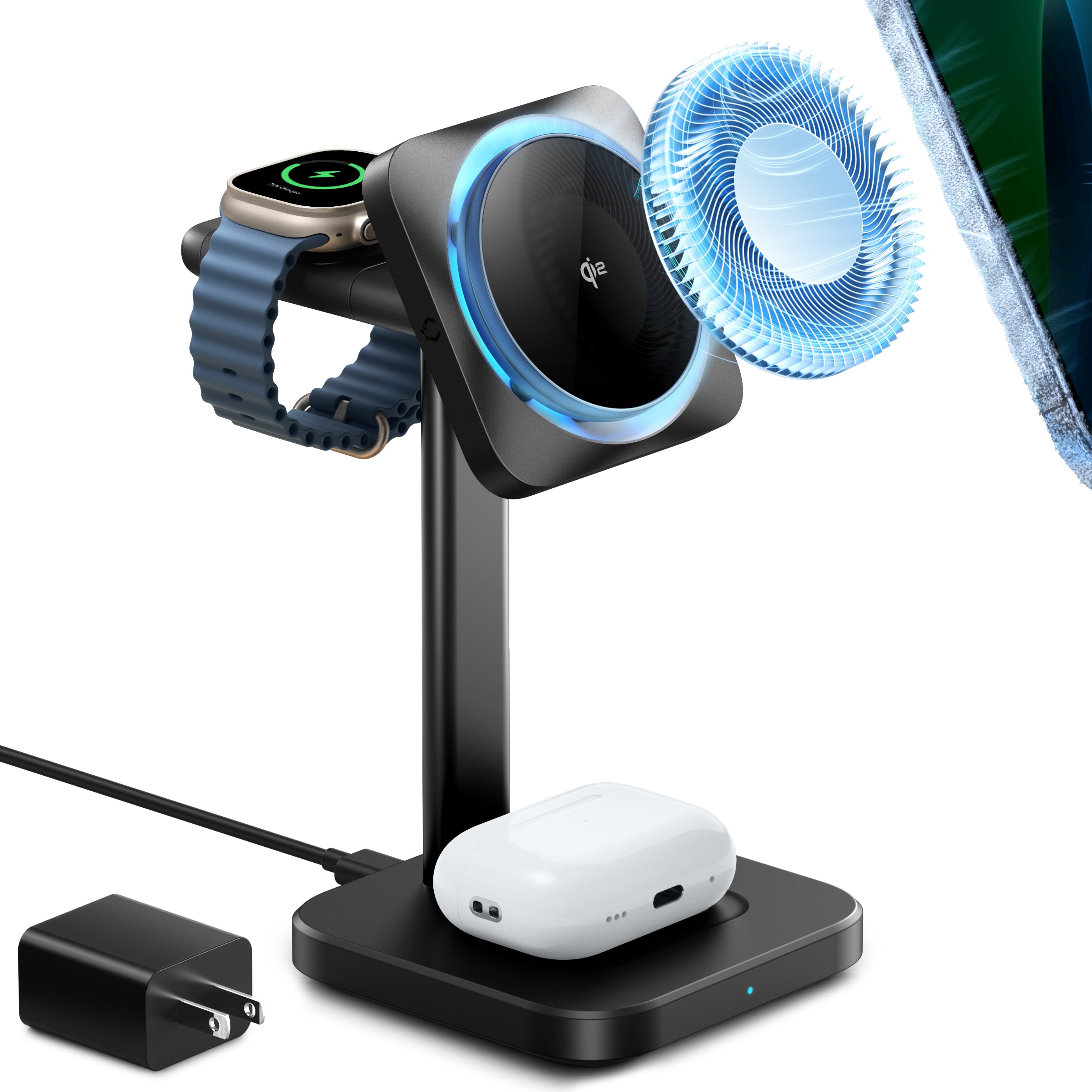 ESR Qi2 3-in-1 Wireless Charging Station with CryoBoost (HaloLock)