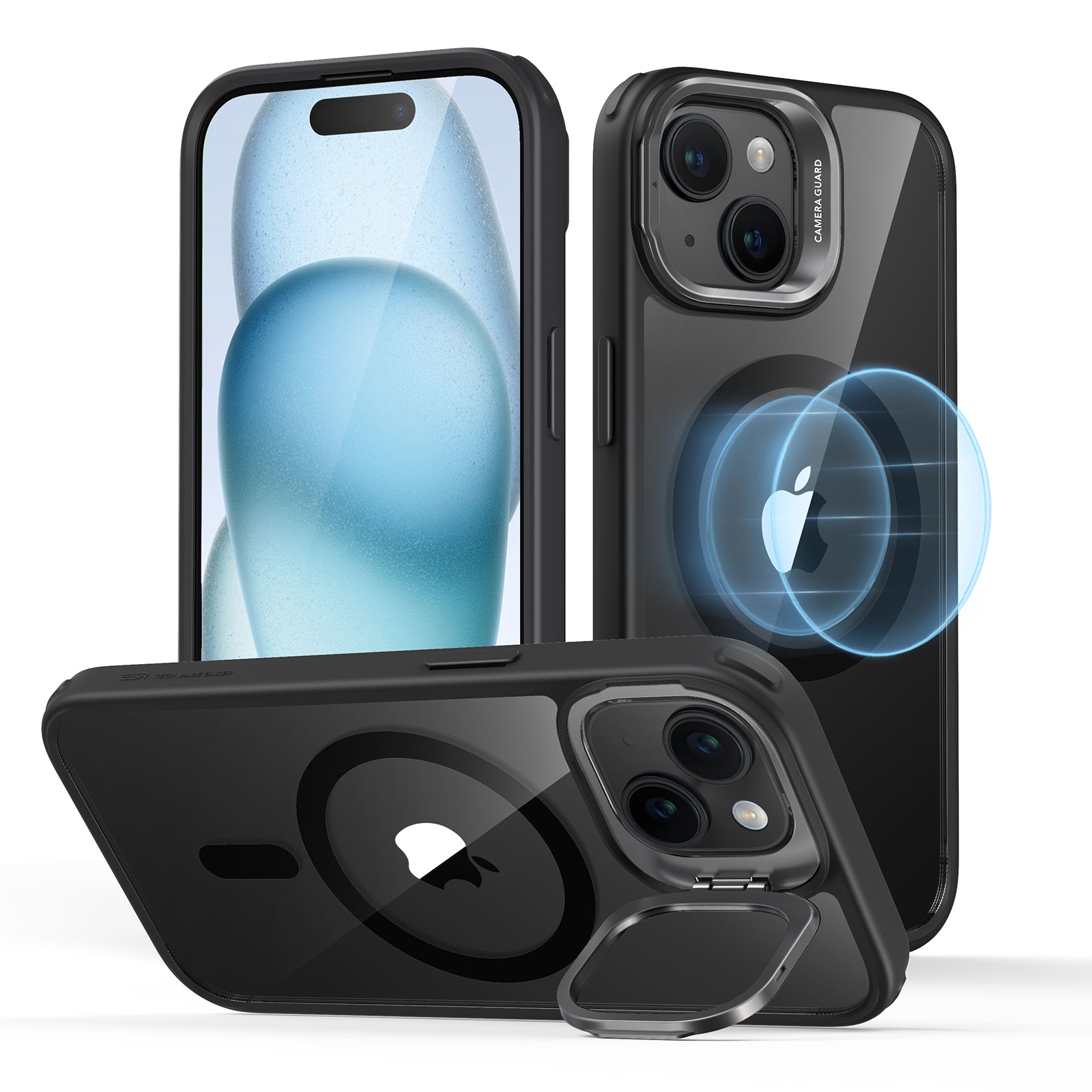 ESR Classic Hybrid Case with Stash Stand (HaloLock) Compatible with iPhone 15 Plus