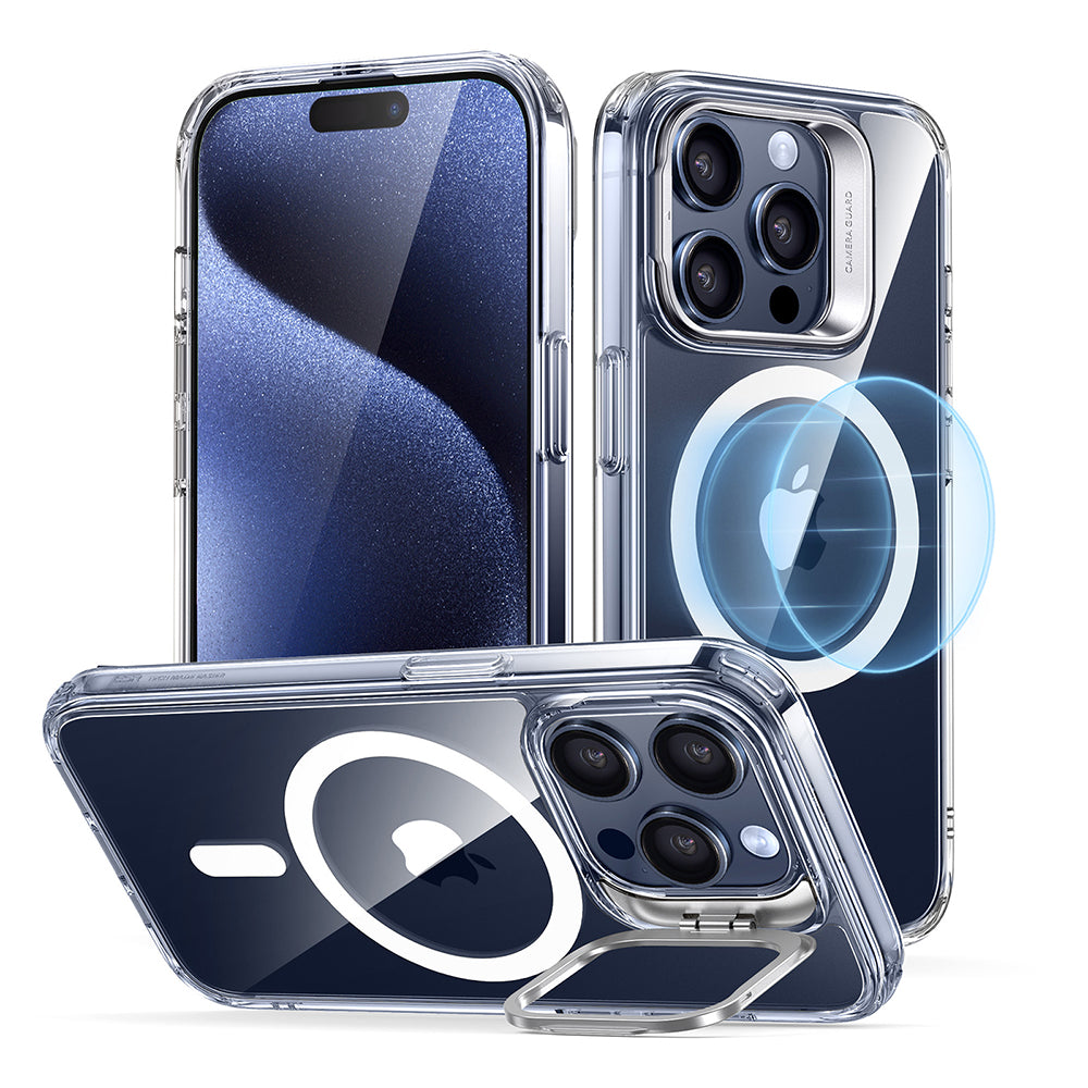 ESR Classic Hybrid Case with Stash Stand (HaloLock) Compatible with iPhone 15 Pro