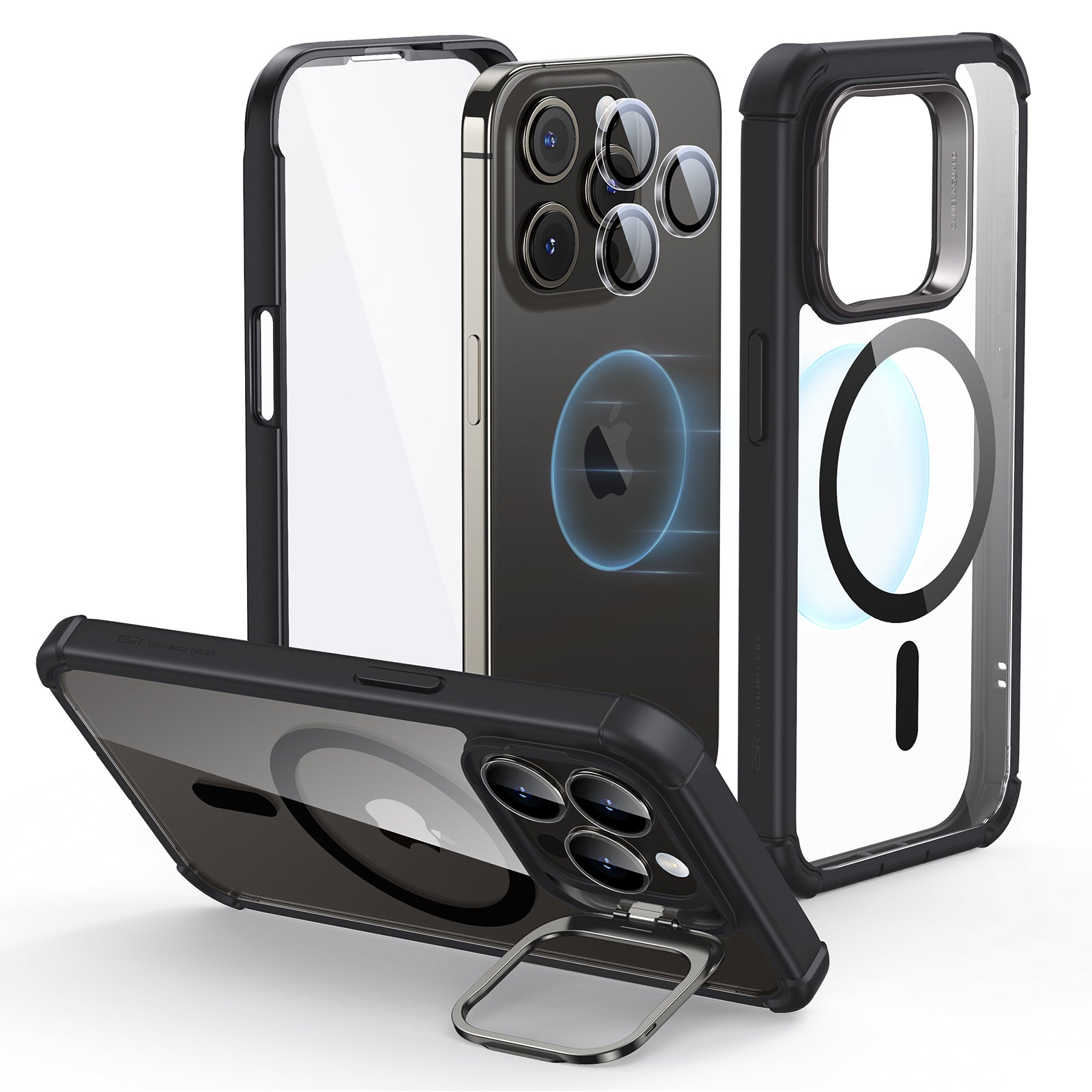 ESR Armor Tough Case with Stash Stand (HaloLock) Compatible with iPhone 15 Pro