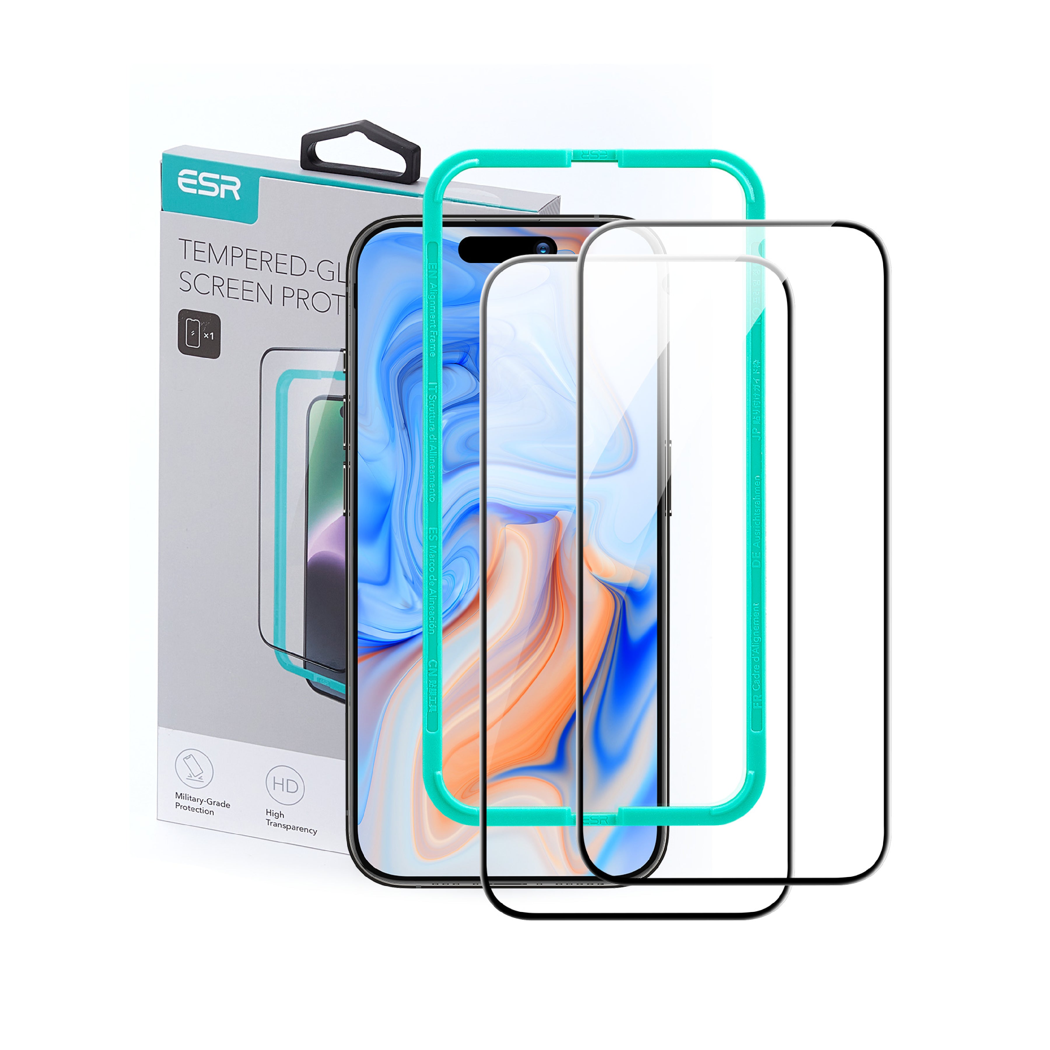 ESR Tempered-Glass Screen Protector 2-Pack for iPhone 15