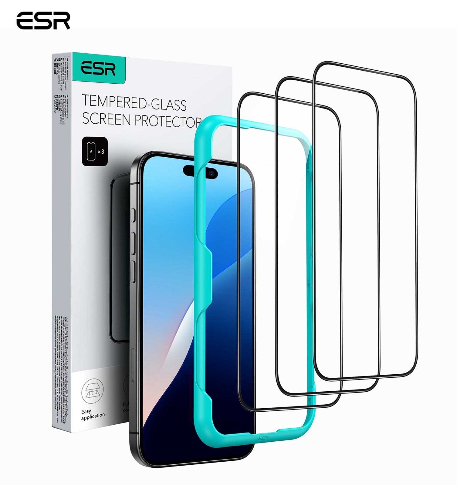 ESR iPhone Tempered-Glass Screen Protector for iPhone 16 Plus/15 Plus (2 Pack)