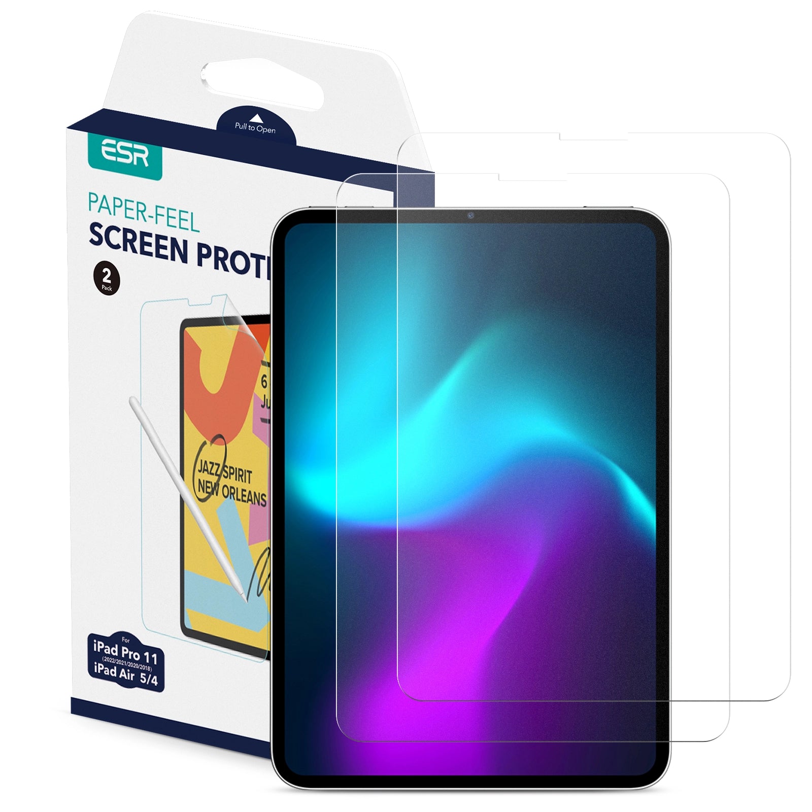 ESR Paper-Feel Screen Protector 2-Pack for iPad Pro 11" (2022/2021/2020/2018) and iPad Air 5 (2022)/Air 4 (2022)