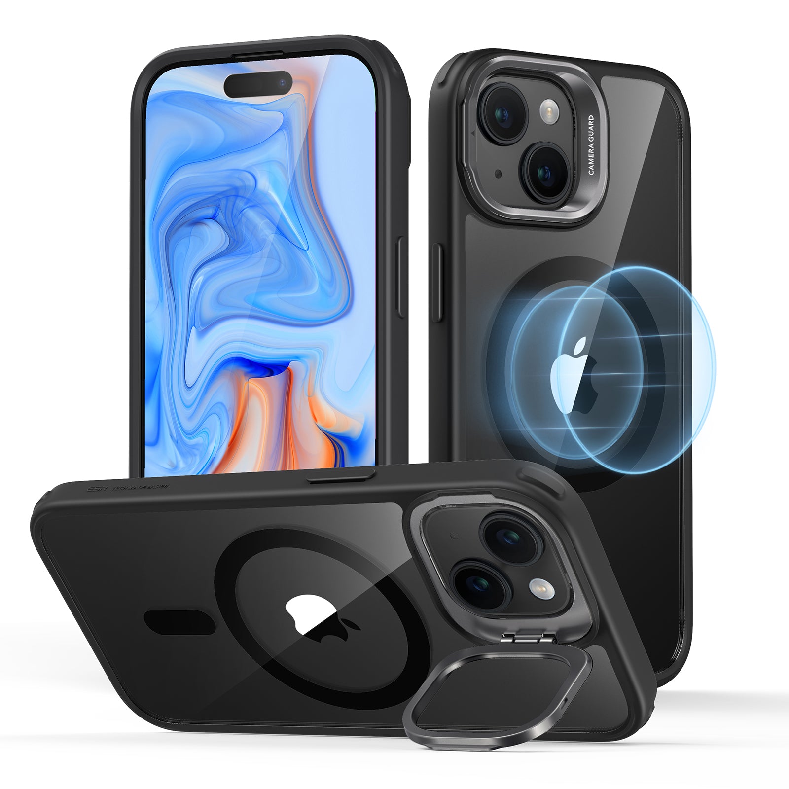 ESR Classic Hybrid Case with Stash Stand (HaloLock) Compatible with iPhone 15