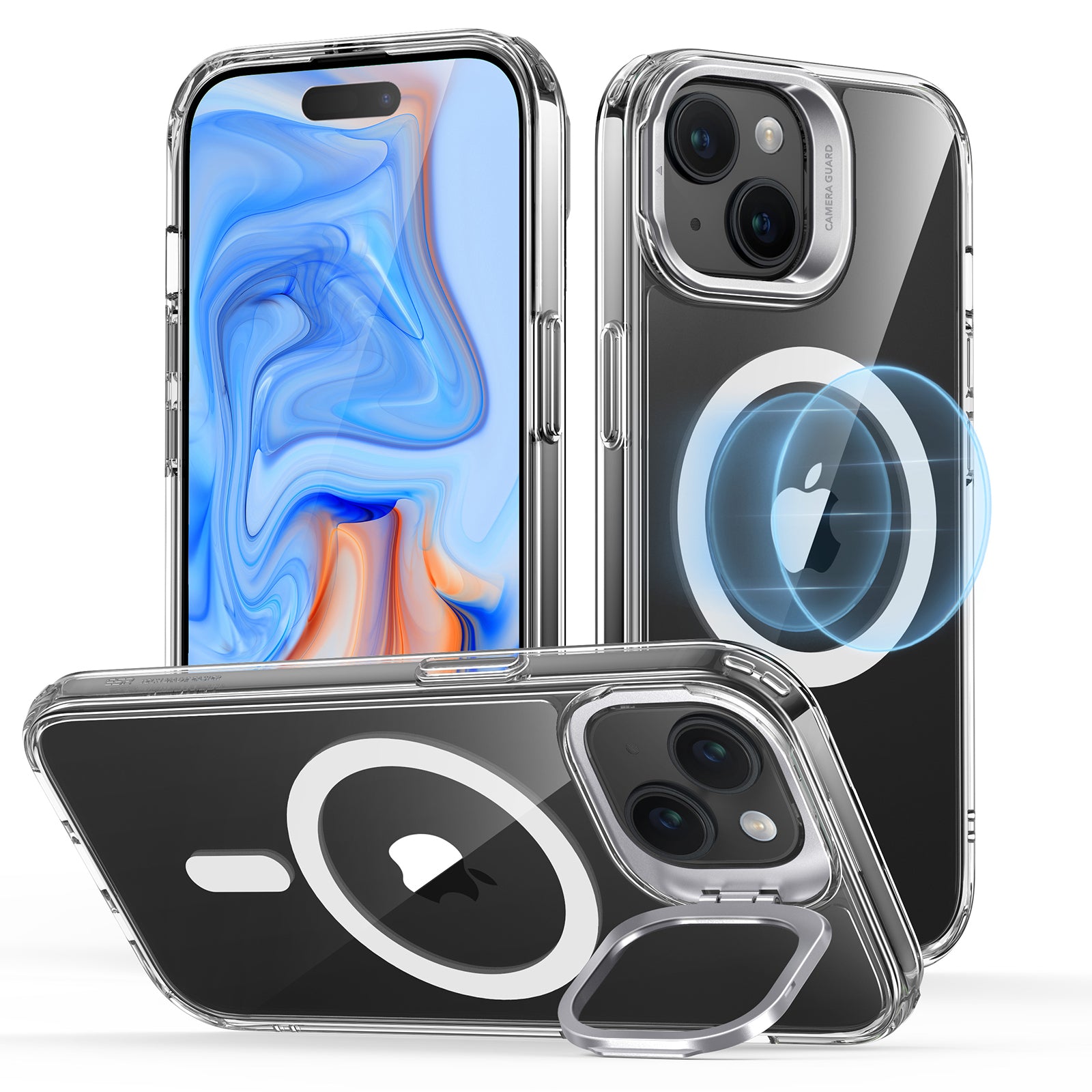 ESR Classic Hybrid Case with Stash Stand (HaloLock) Compatible with iPhone 15