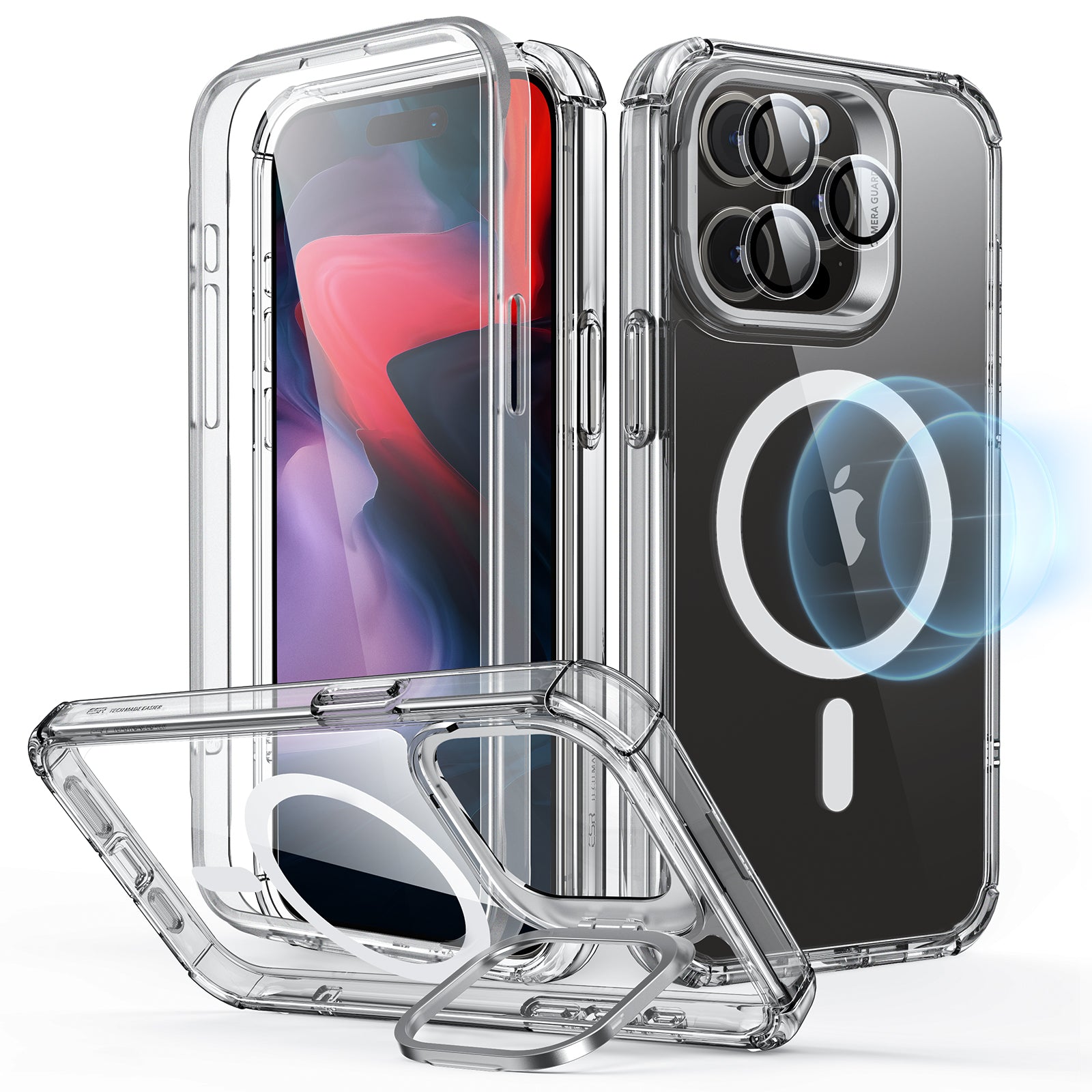 ESR Armor Tough Case with Stash Stand (HaloLock) Compatible with iPhone 15 Pro Max