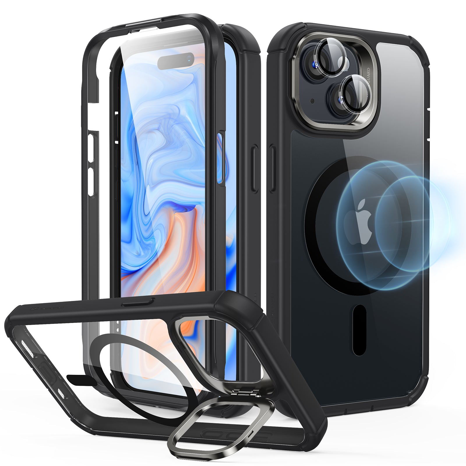 ESR Armor Tough Case with Stash Stand (HaloLock) Compatible with iPhone 15 Plus